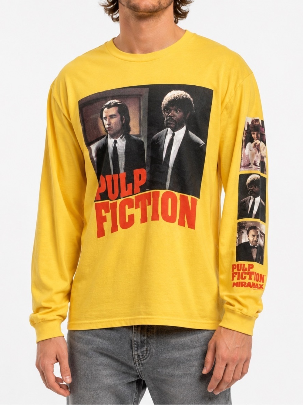 🆕 Pulp Fiction T-shirt by Miramax Long Sleeve Cotton Blend Yellow Large 42-44